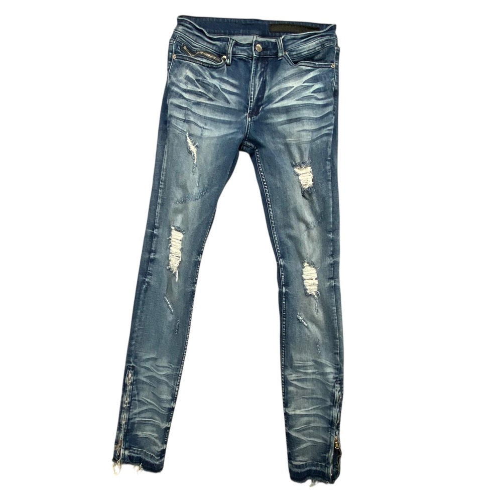 Rockstar Original RSM 206 Flare‎ Denim Distressed Ripped Zipper Jeans 32